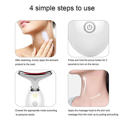 Neck Massager Facial Lift Three Light Modes Electric Skin  Tightening Device LED Beauty Instrument