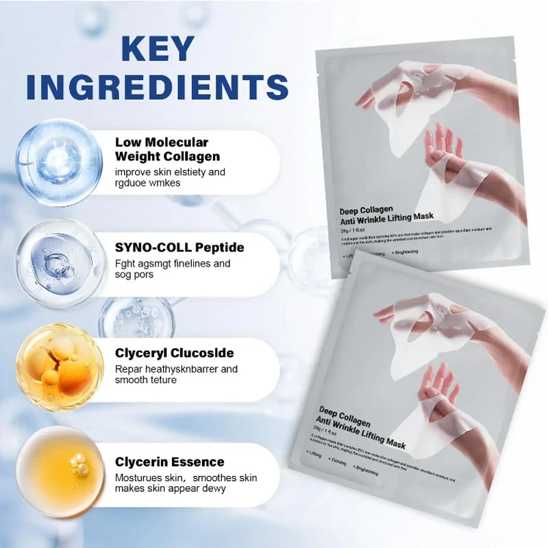 Deep Collagen Anti Wrinkle Lifting Mask Collagen Face Mask Overnight, Deep Collagen Mask for Lifting Firming Moisturizing(4Pack)