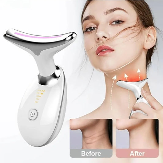 Neck Massager Facial Lift Three Light Modes Electric Skin  Tightening Device LED Beauty Instrument