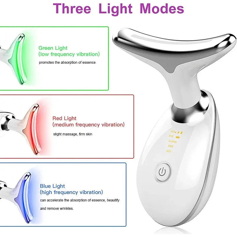 Neck Massager Facial Lift Three Light Modes Electric Skin  Tightening Device LED Beauty Instrument