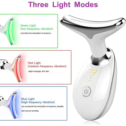 Neck Massager Facial Lift Three Light Modes Electric Skin  Tightening Device LED Beauty Instrument
